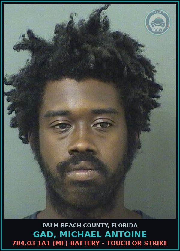 Booking mugshot of GAD, MICHAEL ANTOINE in Palm Beach County