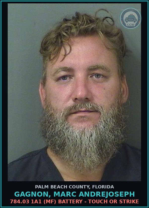 Booking mugshot of GAGNON, MARC ANDREJOSEPH in Palm Beach County