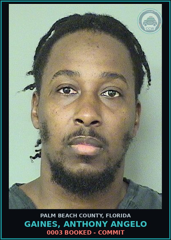 Booking mugshot of GAINES, ANTHONY ANGELO in Palm Beach County