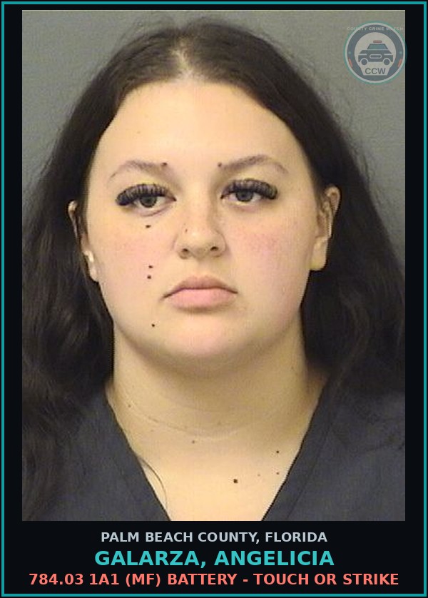 Booking mugshot of GALARZA, ANGELICIA in Palm Beach County