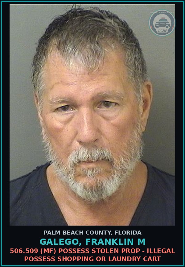 Booking mugshot of GALEGO, FRANKLIN M in Palm Beach County