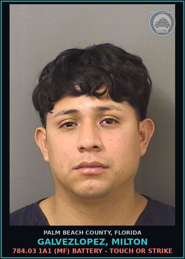 Booking mugshot of GALVEZLOPEZ, MILTON in Palm Beach County