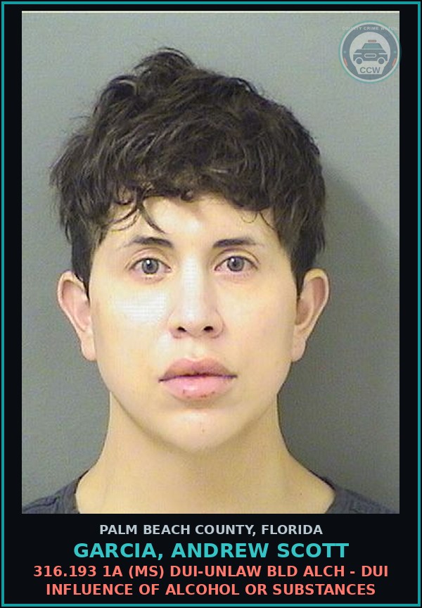 Booking mugshot of GARCIA, ANDREW SCOTT in Palm Beach County