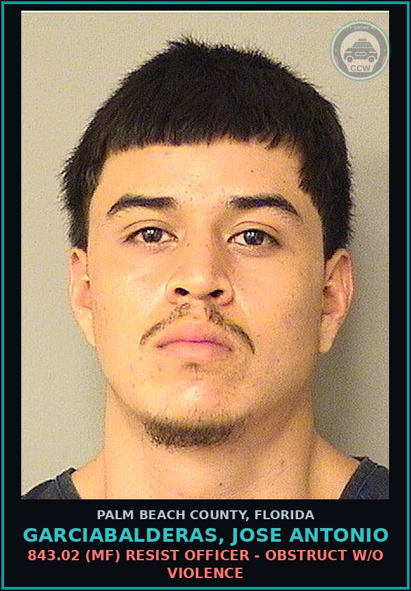 Booking mugshot of GARCIABALDERAS, JOSE ANTONIO in Palm Beach County