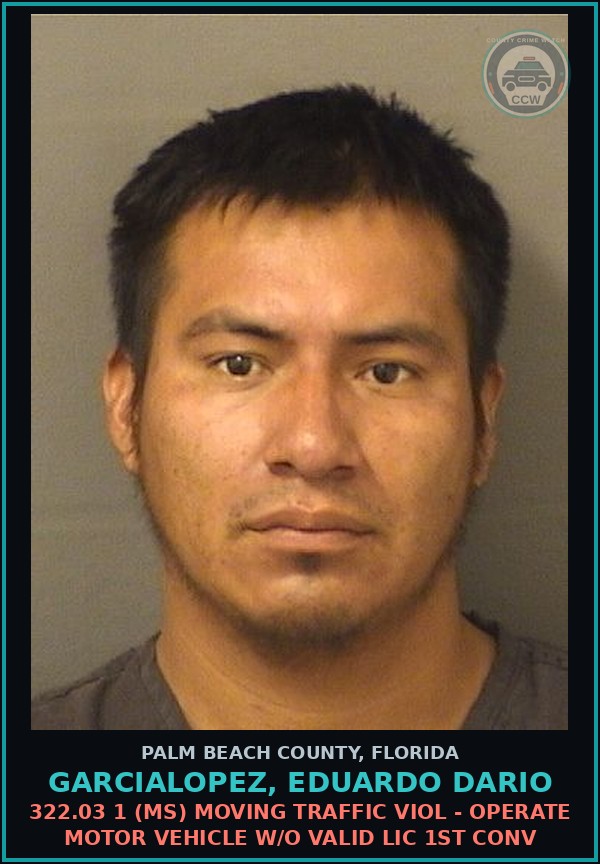 Booking mugshot of GARCIALOPEZ, EDUARDO DARIO in Palm Beach County