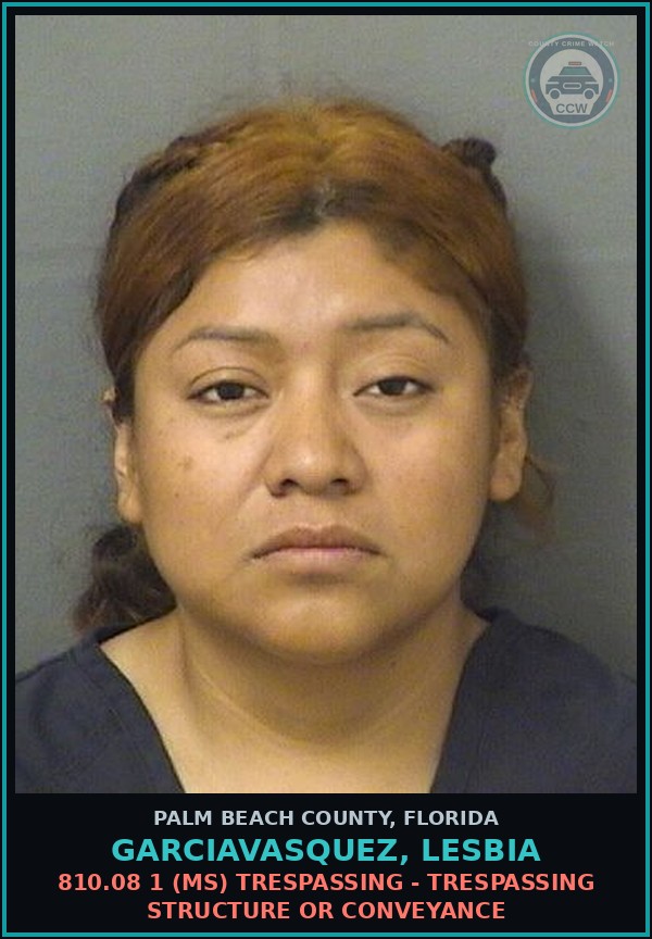 Booking mugshot of GARCIAVASQUEZ, LESBIA in Palm Beach County