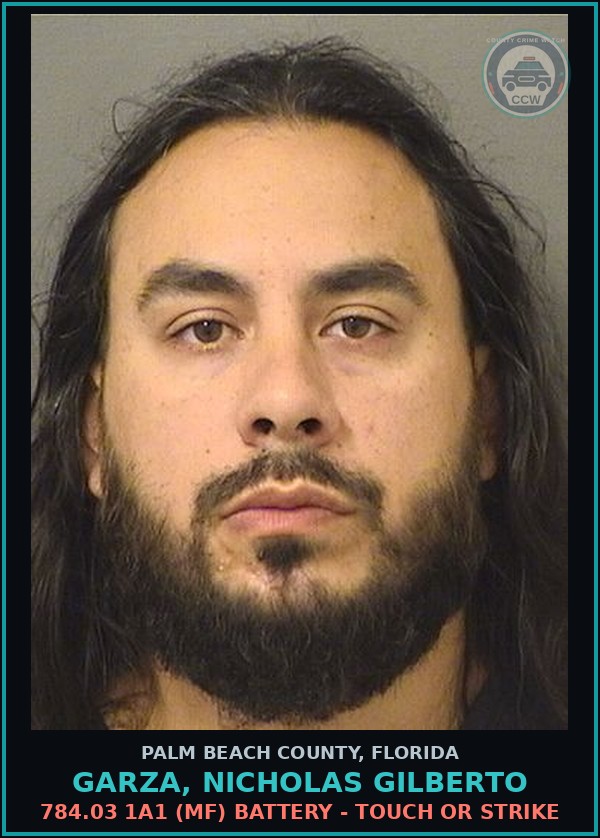 Booking mugshot of GARZA, NICHOLAS GILBERTO in Palm Beach County