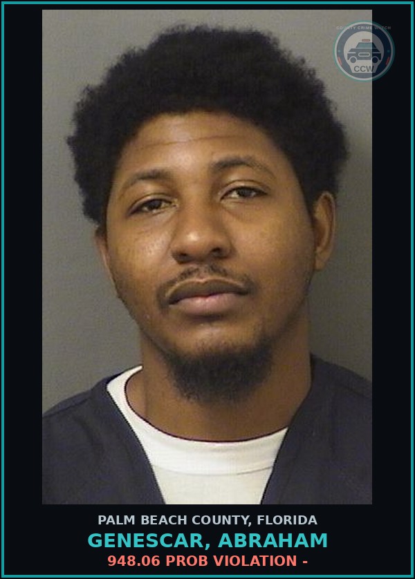 Booking mugshot of GENESCAR, ABRAHAM in Palm Beach County