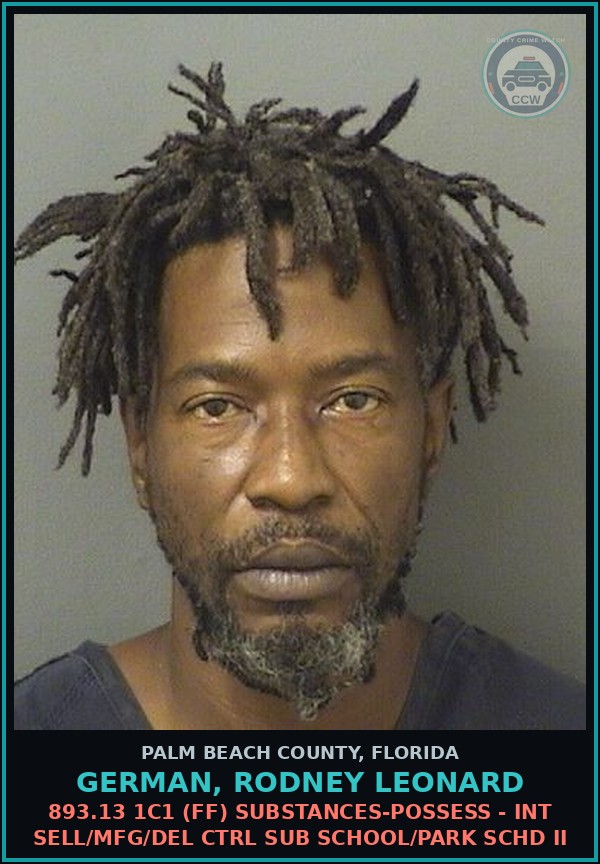 Booking mugshot of GERMAN, RODNEY LEONARD in Palm Beach County