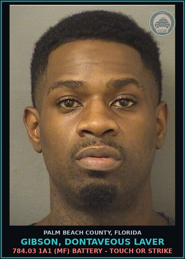 Booking mugshot of GIBSON, DONTAVEOUS LAVER in Palm Beach County