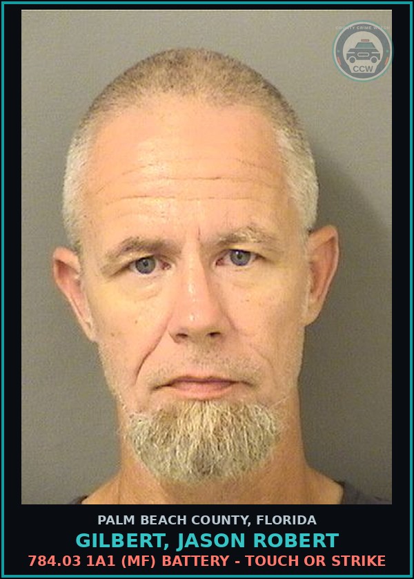 Booking mugshot of GILBERT, JASON ROBERT in Palm Beach County