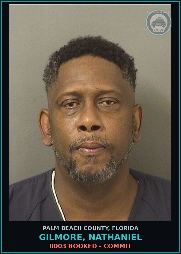 Booking mugshot of GILMORE, NATHANIEL in Palm Beach County
