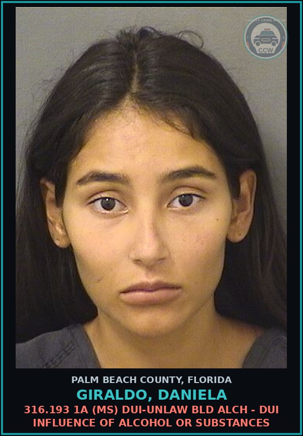 Booking mugshot of GIRALDO, DANIELA in Palm Beach County