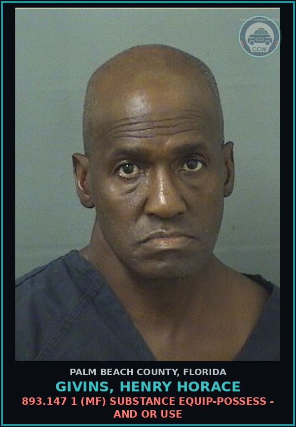 Booking mugshot of GIVINS, HENRY HORACE in Palm Beach County