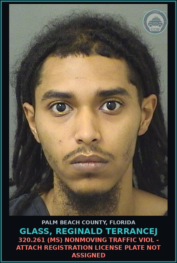Booking mugshot of GLASS, REGINALD TERRANCEJ in Palm Beach County