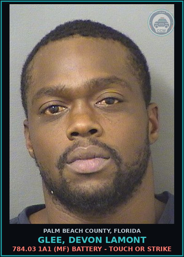 Booking mugshot of GLEE, DEVON LAMONT in Palm Beach County