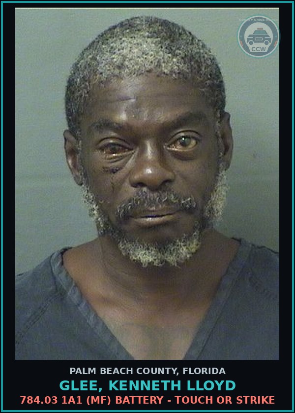 Booking mugshot of GLEE, KENNETH LLOYD in Palm Beach County