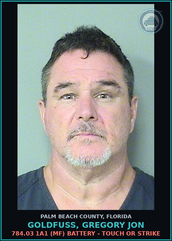 Booking mugshot of GOLDFUSS, GREGORY JON in Palm Beach County