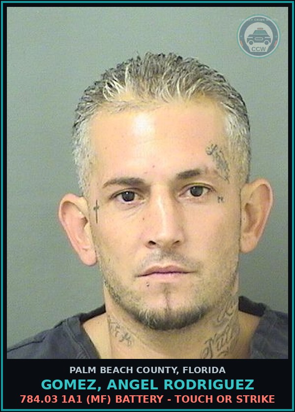 Booking mugshot of GOMEZ, ANGEL RODRIGUEZ in Palm Beach County