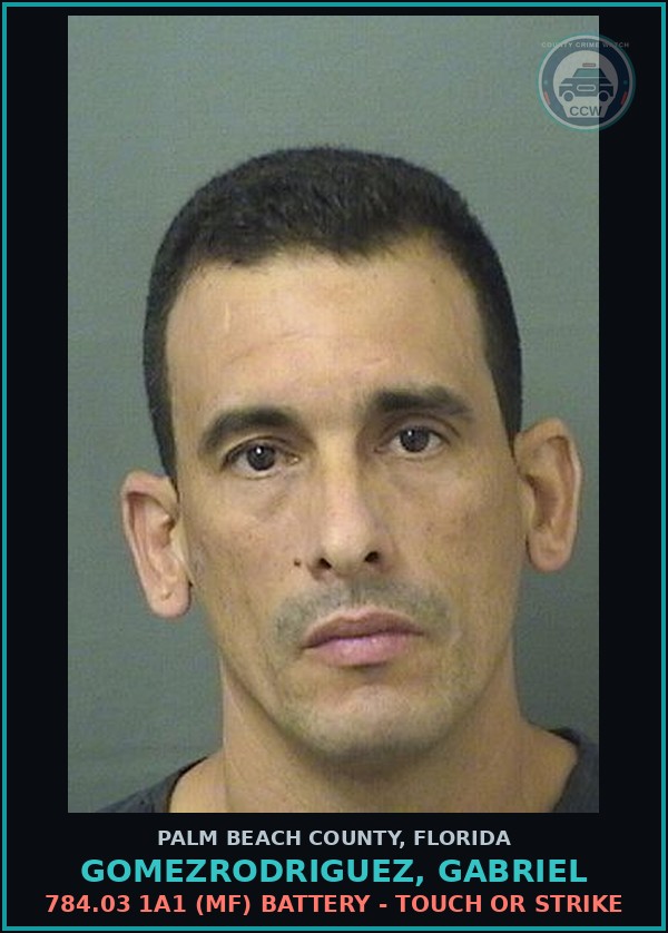 Booking mugshot of GOMEZRODRIGUEZ, GABRIEL in Palm Beach County
