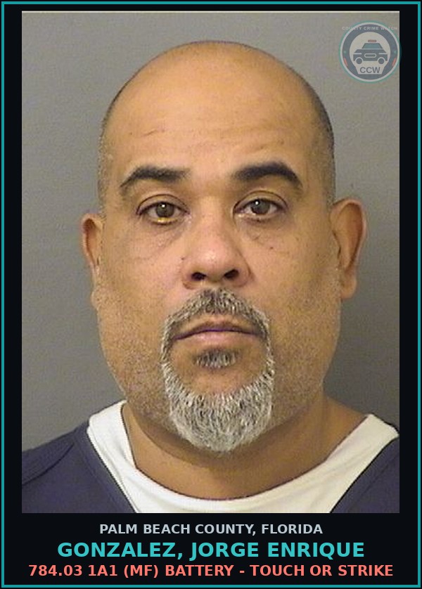 Booking mugshot of GONZALEZ, JORGE ENRIQUE in Palm Beach County