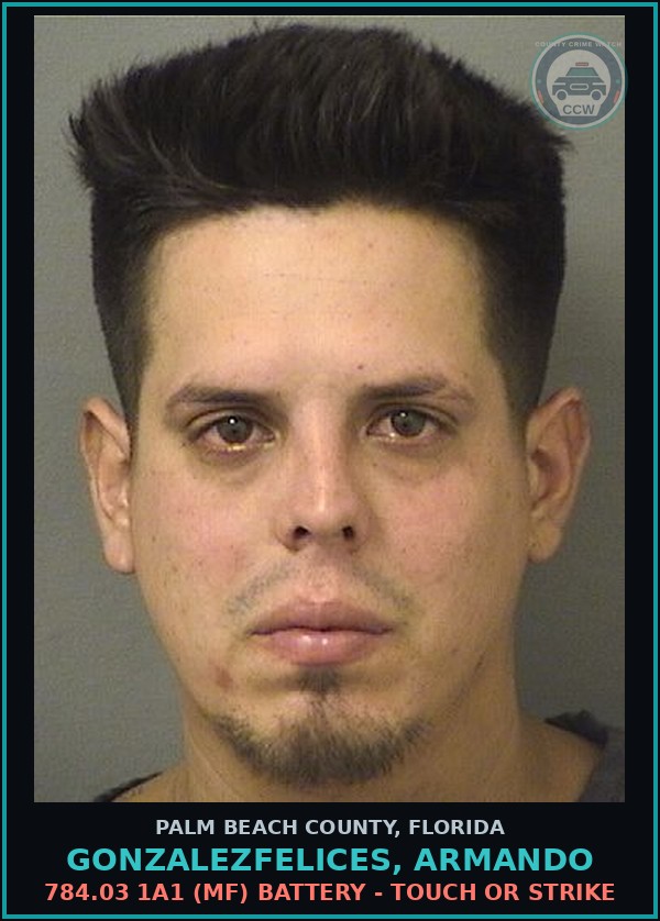 Booking mugshot of GONZALEZFELICES, ARMANDO in Palm Beach County