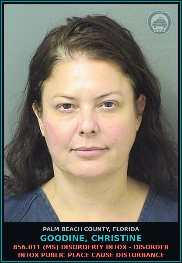 Booking mugshot of GOODINE, CHRISTINE in Palm Beach County