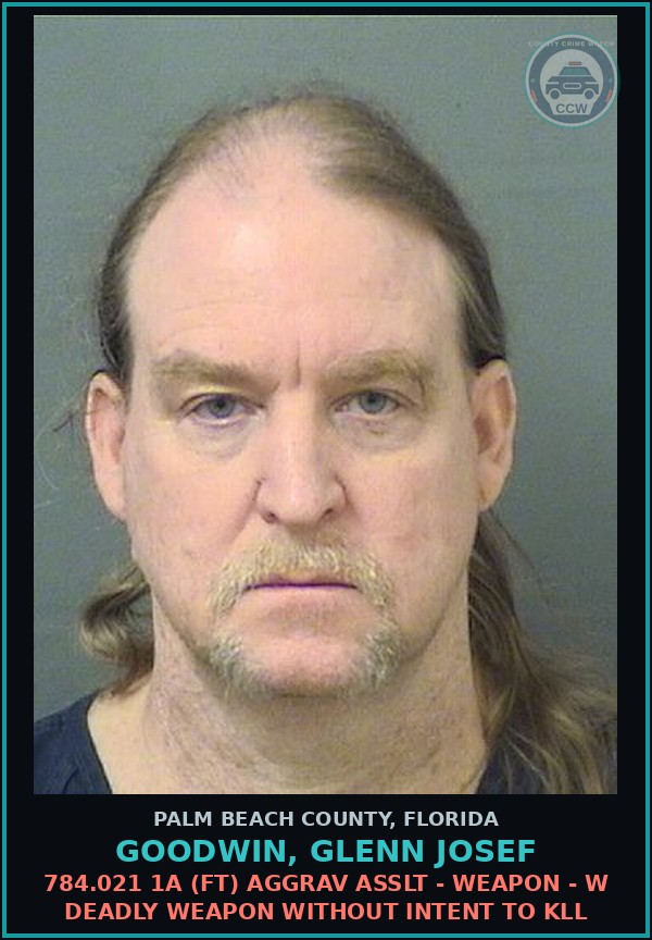 Booking mugshot of GOODWIN, GLENN JOSEF in Palm Beach County