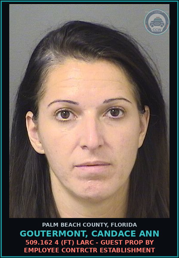 Booking mugshot of GOUTERMONT, CANDACE ANN in Palm Beach County