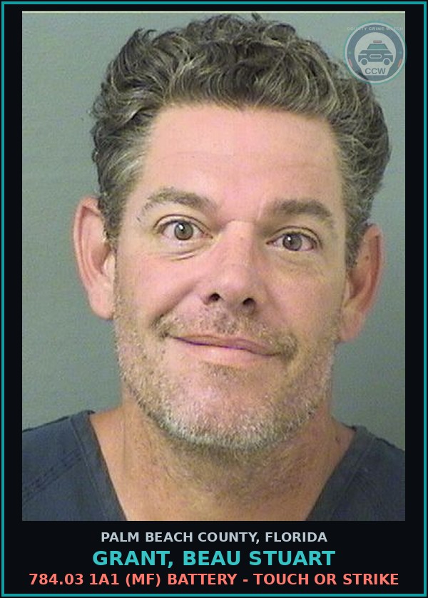 Booking mugshot of GRANT, BEAU STUART in Palm Beach County