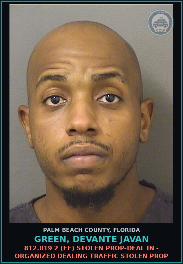 Booking mugshot of GREEN, DEVANTE JAVAN in Palm Beach County