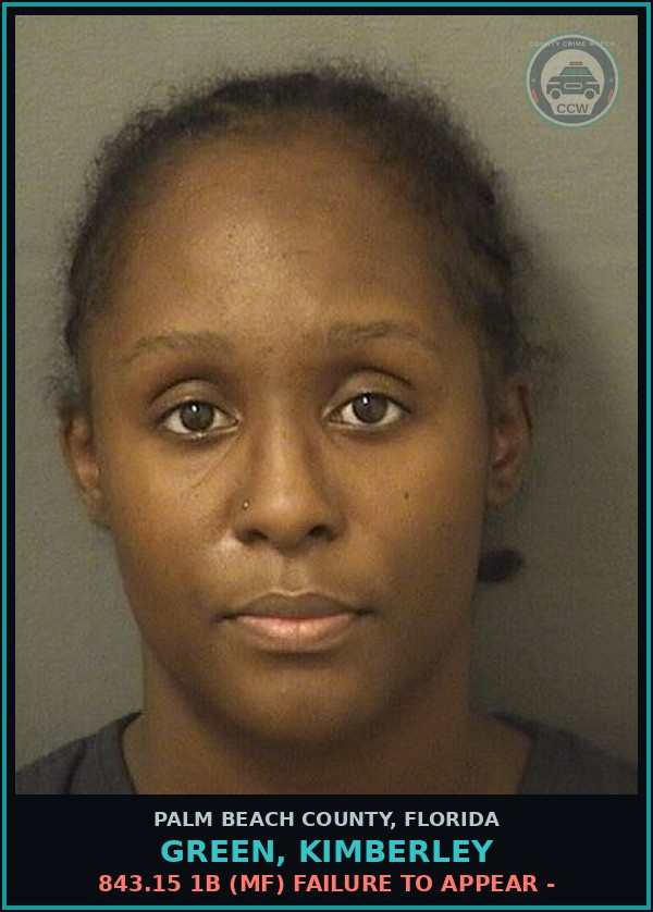 Booking mugshot of GREEN, KIMBERLEY in Palm Beach County