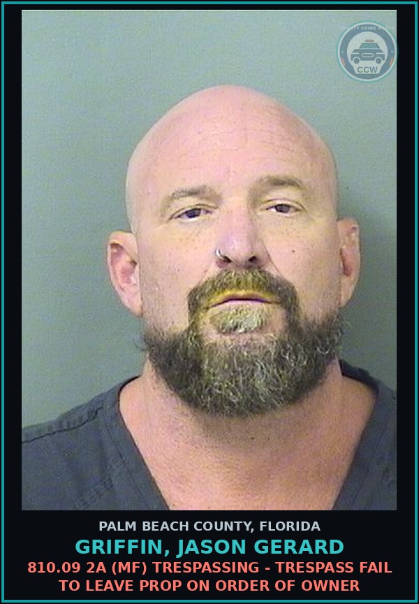 Booking mugshot of GRIFFIN, JASON GERARD in Palm Beach County