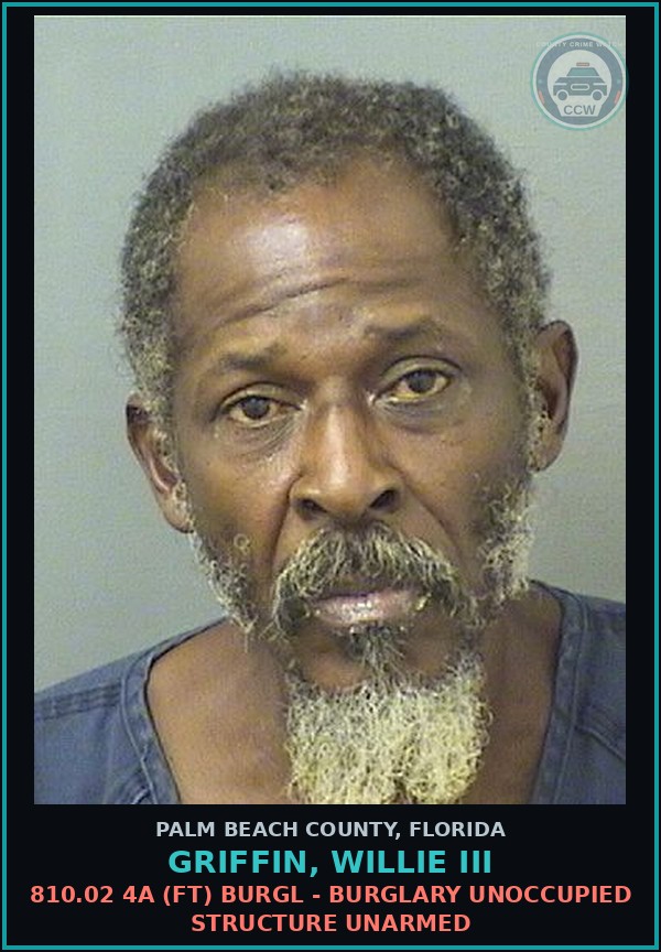 Booking mugshot of GRIFFIN, WILLIE III in Palm Beach County