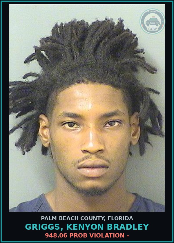Booking mugshot of GRIGGS, KENYON BRADLEY in Palm Beach County