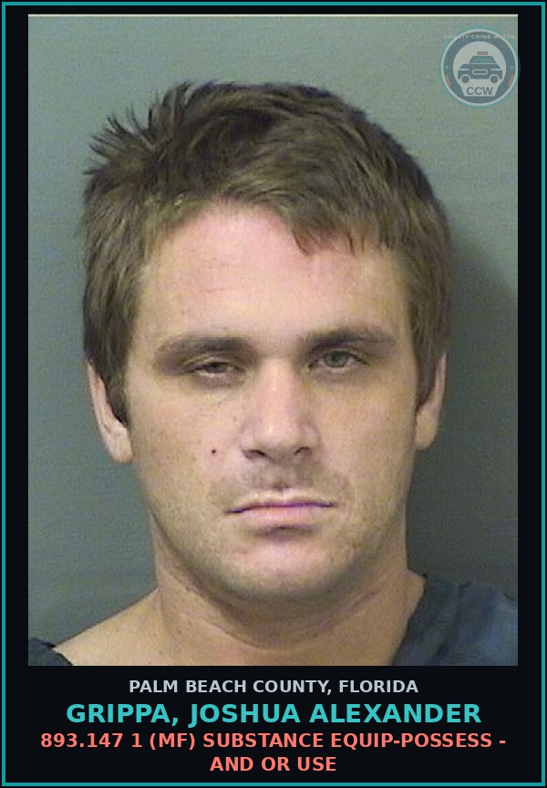 Booking mugshot of GRIPPA, JOSHUA ALEXANDER in Palm Beach County