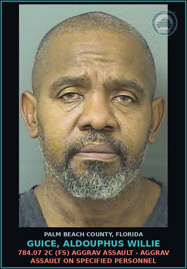 Booking mugshot of GUICE, ALDOUPHUS WILLIE in Palm Beach County