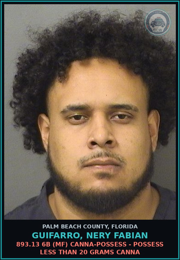 Booking mugshot of GUIFARRO, NERY FABIAN in Palm Beach County