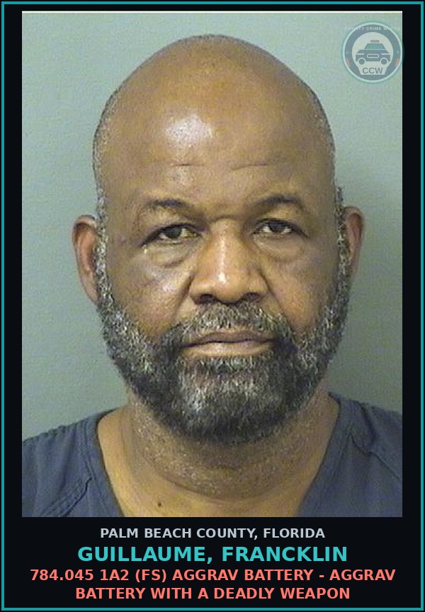 Booking mugshot of GUILLAUME, FRANCKLIN in Palm Beach County