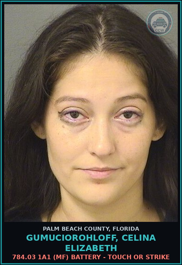 Booking mugshot of GUMUCIOROHLOFF, CELINA ELIZABETH in Palm Beach County