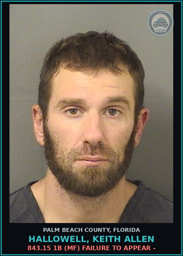 Booking mugshot of HALLOWELL, KEITH ALLEN in Palm Beach County
