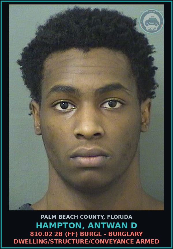 Booking mugshot of HAMPTON, ANTWAN D in Palm Beach County