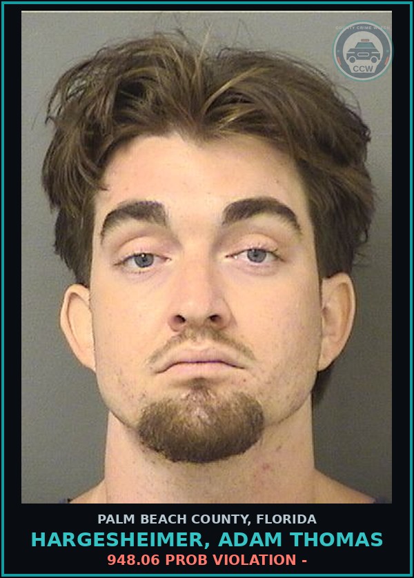 Booking mugshot of HARGESHEIMER, ADAM THOMAS in Palm Beach County