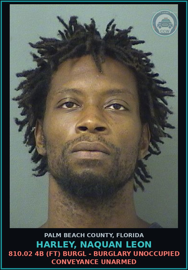 Booking mugshot of HARLEY, NAQUAN LEON in Palm Beach County