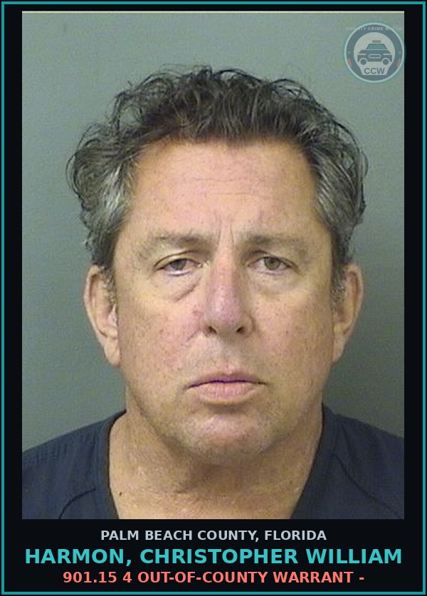 Booking mugshot of HARMON, CHRISTOPHER WILLIAM in Palm Beach County