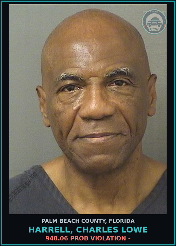 Booking mugshot of HARRELL, CHARLES LOWE in Palm Beach County