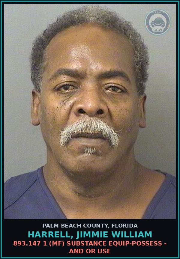 Booking mugshot of HARRELL, JIMMIE WILLIAM in Palm Beach County