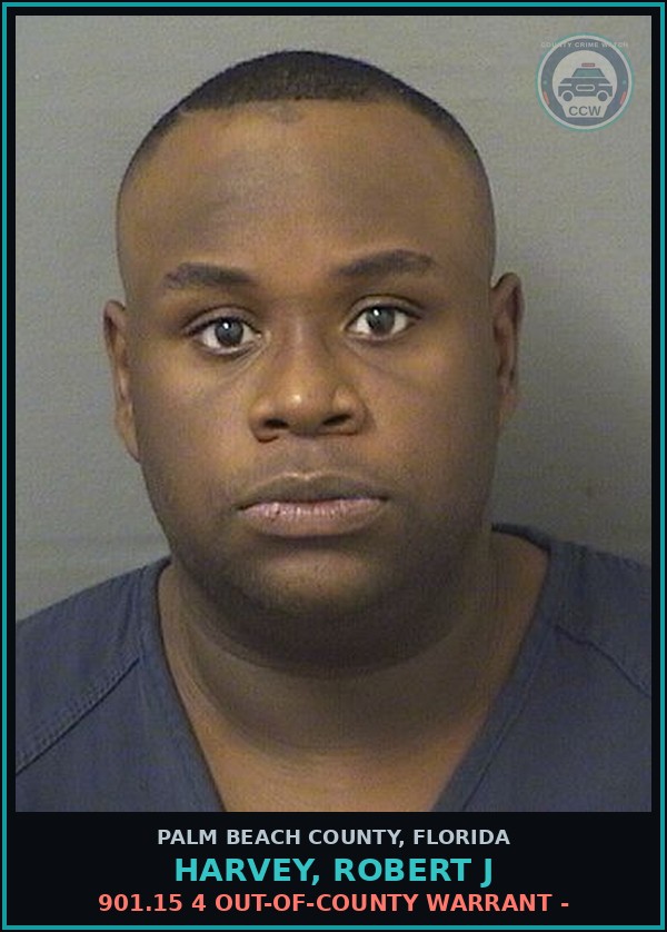 Booking mugshot of HARVEY, ROBERT J in Palm Beach County