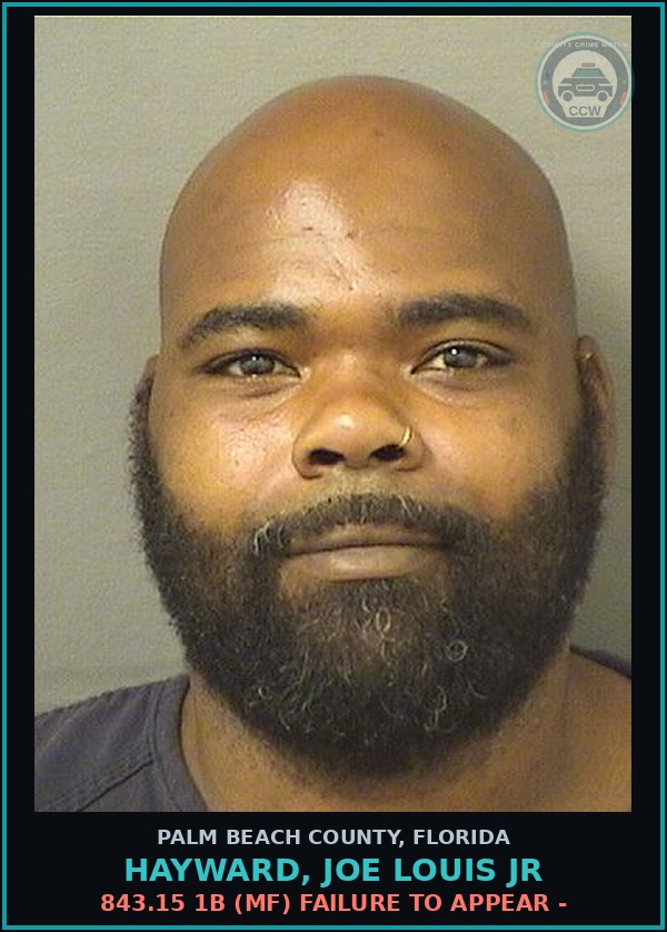 Booking mugshot of HAYWARD, JOE LOUIS Jr in Palm Beach County