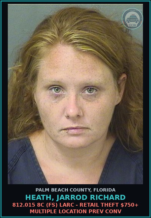 Booking mugshot of HEATH, JARROD RICHARD in Palm Beach County